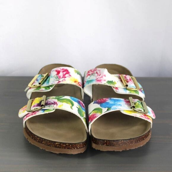 Madden Girl Brando Boho Flats Slide Sandals Women Size 8.5 Rainbow Floral - Picture 2 of 5